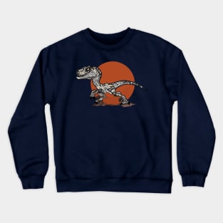 Metallic Fury: Velociraptor in the Jurassic Circle Crewneck Sweatshirt